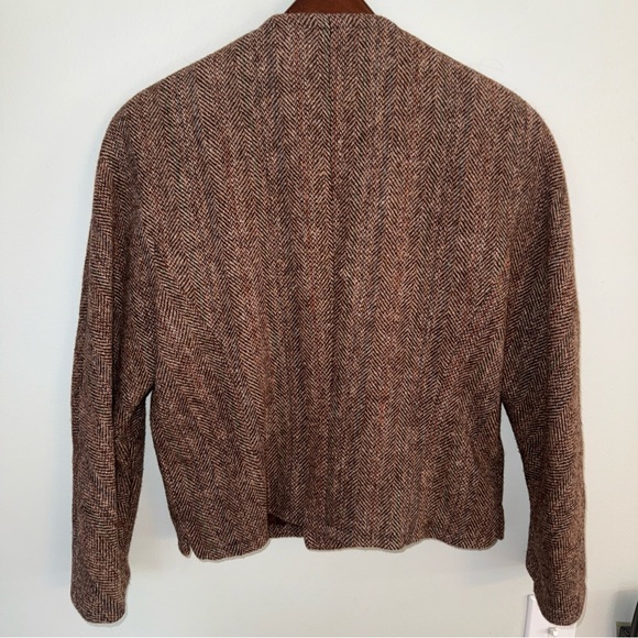 Ralph Lauren Polo Wool Tweed Herringbone Blazer Collarless Made in USA 12 - Picture 7 of 15